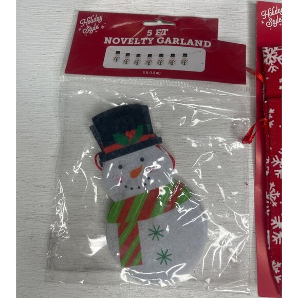 Holiday Style Christmas Decor Set Snowman Garland Mini Bags Jingle Bells Ribbon - Picture 4 of 7